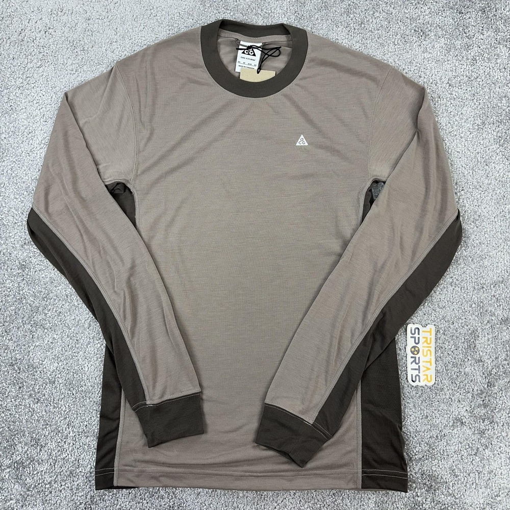 Nike ACG Shirt Mens XS Brown Dri-FIT ADV Long Sleeve Loose Fit Performance Top